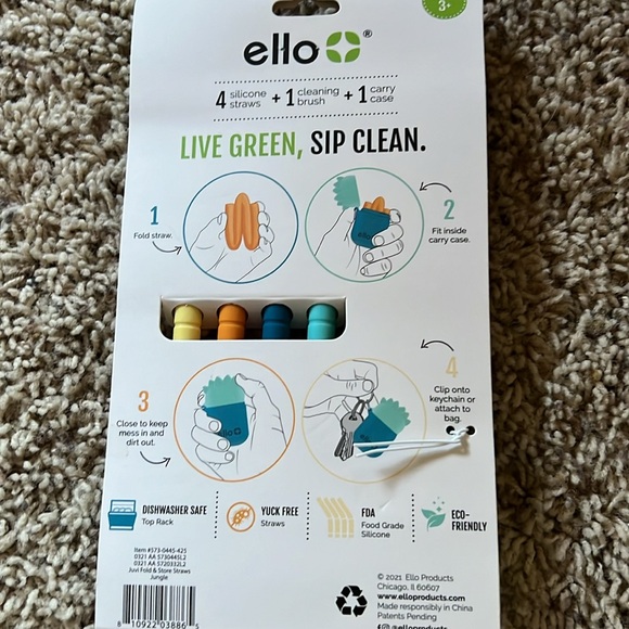 BNWT reusable silicone antimicrobial fun straws, cleaning brush & carry case set - Picture 6 of 9